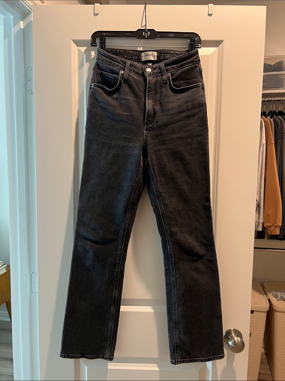 Agolde High-Rise Black Straight-Leg Jeans